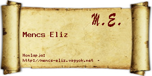 Mencs Eliz névjegykártya